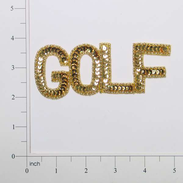 Golf Sequin Applique/Patch - Gold Sequin & Beaded Appliques