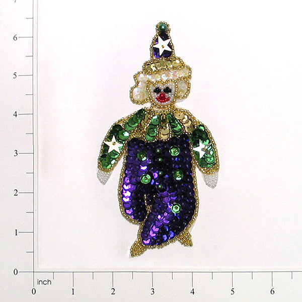 Mardi Gras Clown Sequin Applique/Patch - Multi Colors Sequin & Beaded Appliques