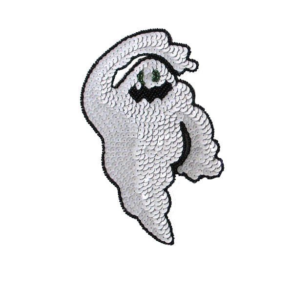 Scary Ghost Sequin Applique/Patch - White/ Black Sequin & Beaded Appliques