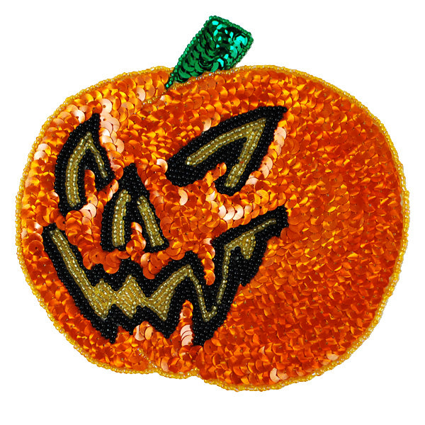 5 3/4" x 5 1/2" Jekyll Pumpkin Sequin Applique/Patch - Multi Colors Sequin & Beaded Appliques