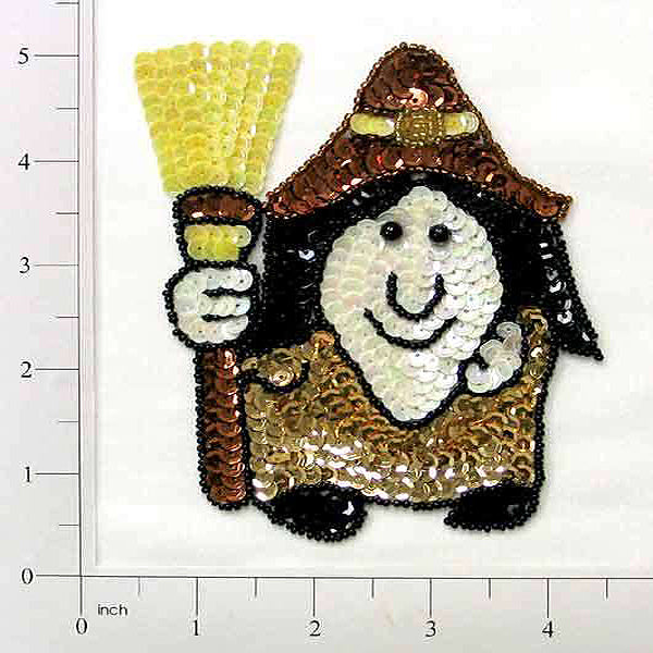 Witch Beaded Sequin Applique/Patch - Multi Colors Sequin & Beaded Appliques