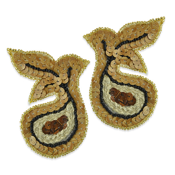 Bean Sprout Natural Applique/Patch 2 Pack 3" x 2 1/4" - Natural Multi Appliques