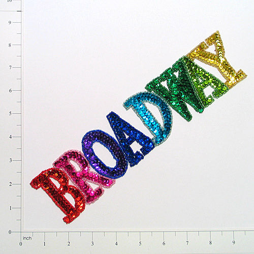 Broadway Beaded Sequin Applique/Patch 10 1/4" x 2 1/4" - Multi Colors Sequin & Beaded Appliques