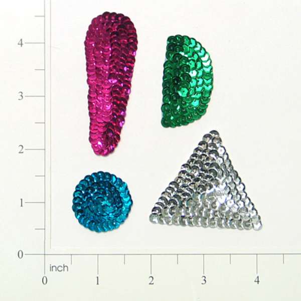 Scatters Applique/Patch - Pink, Blue, Green, Silver - 4 pcs. - Multi Colors Sequin & Beaded Appliques