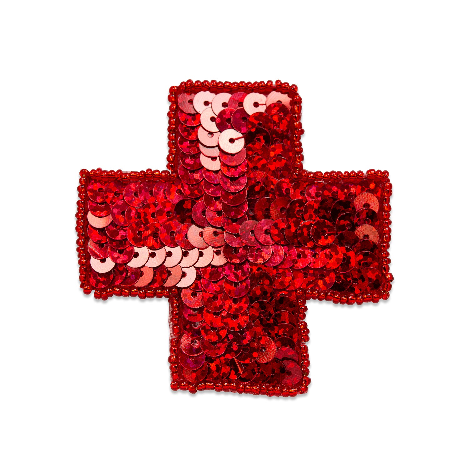 Cross Beaded Sequin Applique/Patch Red Sequin & Beaded Appliques