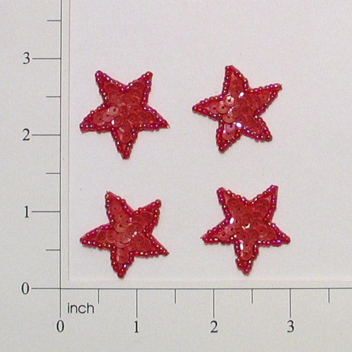 Sequin Star Applique/Patch - Coral - Mini - 4 pcs. Sequin & Beaded Appliques