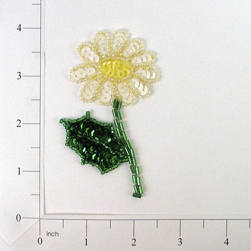 Daisy Sequin Applique/Patch - White Multi Appliques