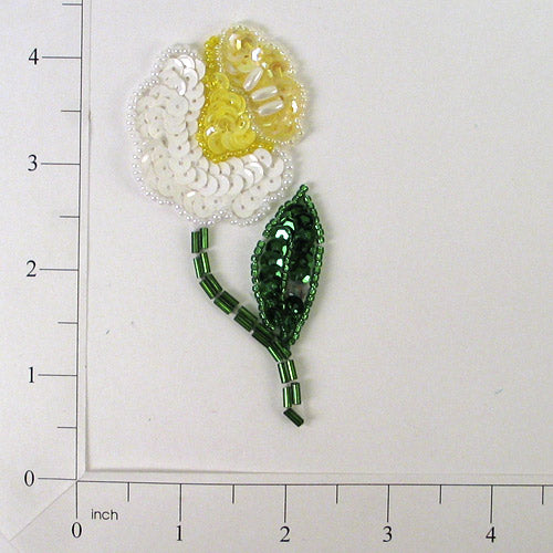 Daffodil Sequin Applique/Patch - Multi Colors Sequin & Beaded Appliques