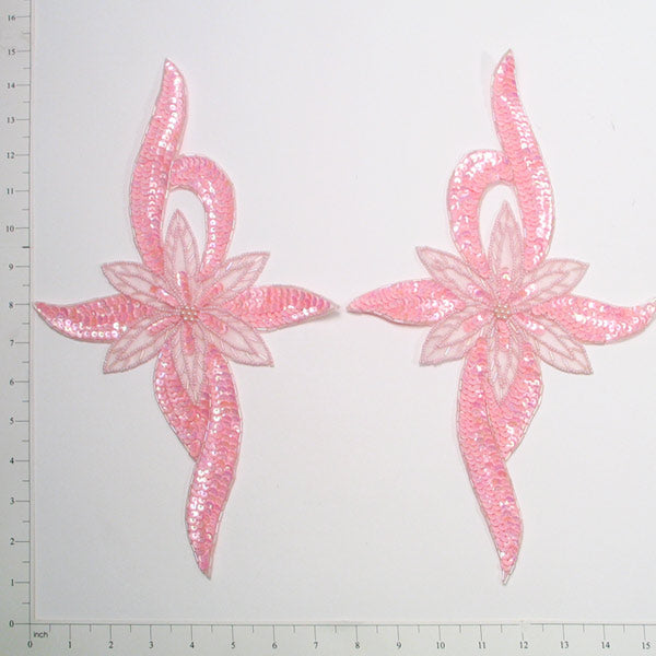 Floral Star Sequin Applique/Patch Pack of 2 Rose Sequin & Beaded Appliques