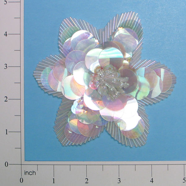 Beaded Sequin Applique/Patch Deco Flower Crystal Aurora Borealis Sequin & Beaded Appliques