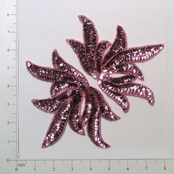 Lotus Sequin Applique/Patch Pack of 2 Mauve Sequin & Beaded Appliques