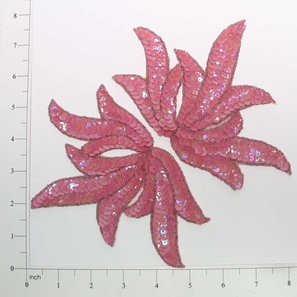 Lotus Sequin Applique/Patch Pack of 2 Dusty Rose Sequin & Beaded Appliques