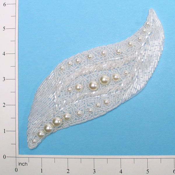 Athens Beaded Applique/Patch Chalk White Sequin & Beaded Appliques