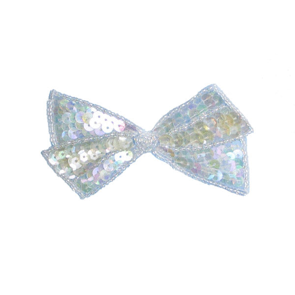 3 3/4" x 1 3/4" Bow Sequin Applique/Patch Crystal Aurora Borealis Sequin & Beaded Appliques