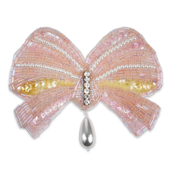 Designer Bow Sequin Applique - Light Pink Sequin & Beaded Appliques