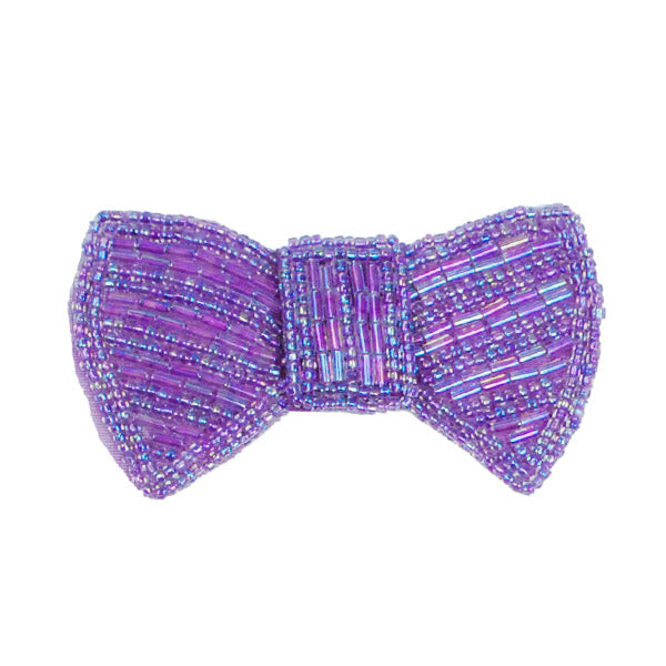 Beaded Bow Applique - Purple Sequin & Beaded Appliques