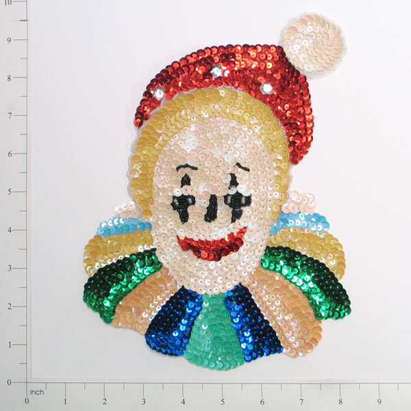 Clown Sequin Applique/Patch 9" x 7" - Multi Colors Sequin & Beaded Appliques