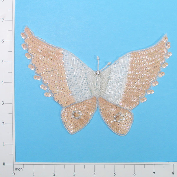 Elegant Butterfly Sequin Applique/Patch - Topaz Sequin & Beaded Appliques