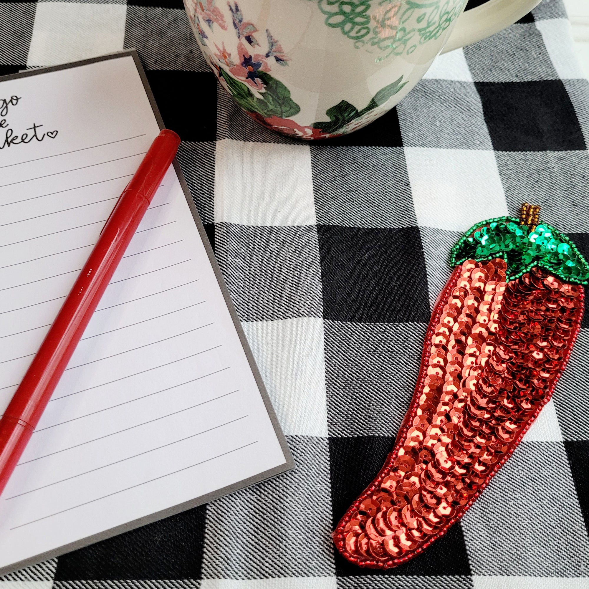 Beaded Chilli Pepper Sequin Applique/Patch 8" x 2 3/4" - Red Sequin & Beaded Appliques
