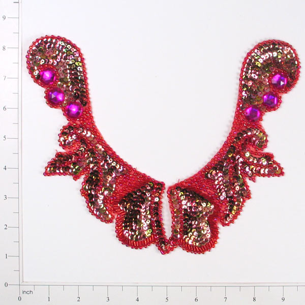 Cleo Collar Sequin Applique/Patch Red Sequin & Beaded Appliques