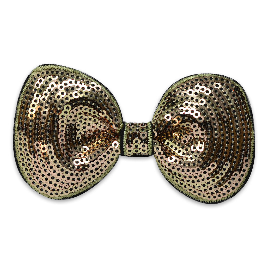 3 3/4" x 2" Bow Sequin Applique/Patch Copper Sequin & Beaded Appliques