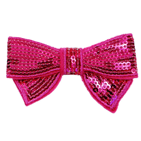 3-D Mini Bowtie Sequin Applique/Patch Bright Fuchsia Sequin & Beaded Appliques