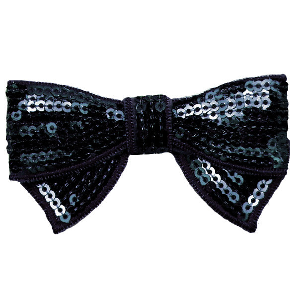 3-D Mini Bowtie Sequin Applique/Patch Black Sequin & Beaded Appliques