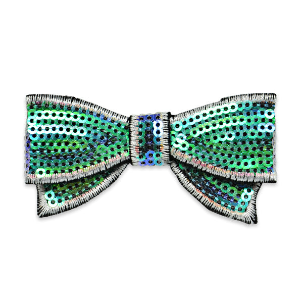 3-D Mini Bowtie Sequin Applique/Patch WHITE BLUE Sequin & Beaded Appliques