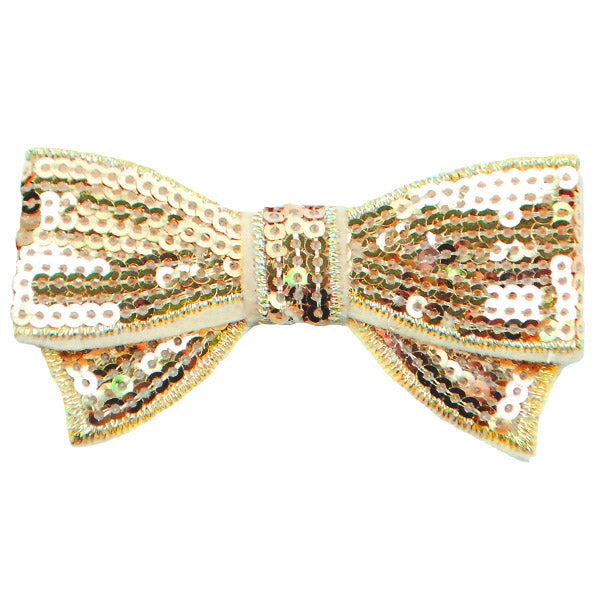 3-D Mini Bowtie Sequin Applique/Patch Gold Sequin & Beaded Appliques