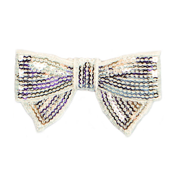 3-D Mini Bowtie Sequin Applique/Patch Silver Sequin & Beaded Appliques