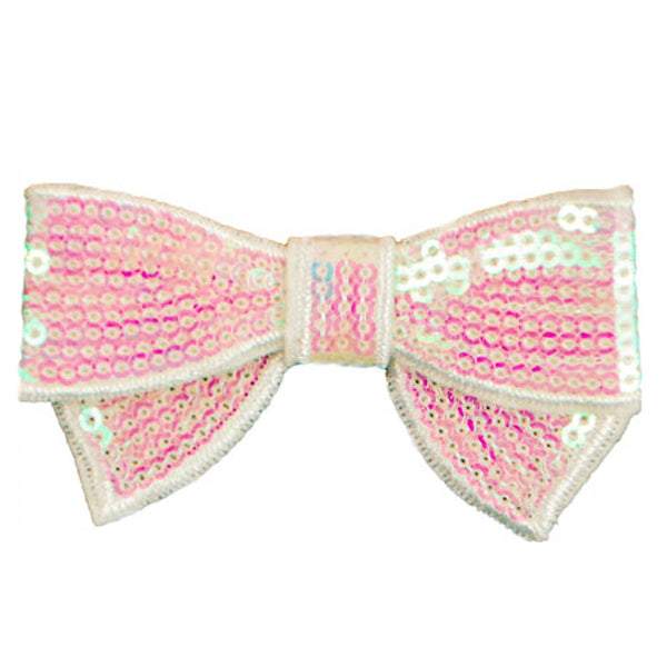 3-D Mini Bowtie Sequin Applique/Patch White Aurora Borealis Sequin & Beaded Appliques