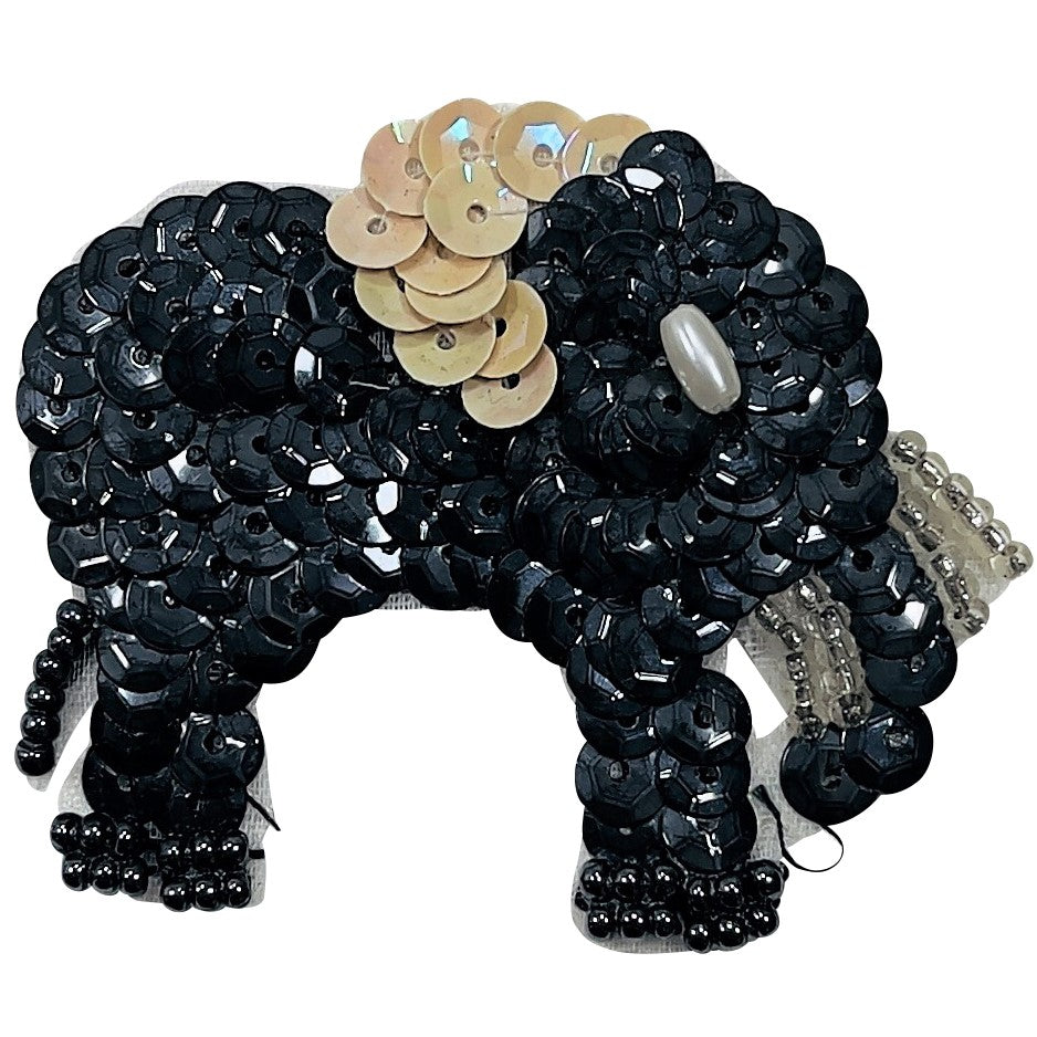 Elephant Sequin Applique - Gray Sequin & Beaded Appliques