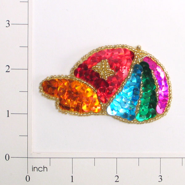 Baseball Cap Sequin Applique/Patch - Multi Colors Sequin & Beaded Appliques