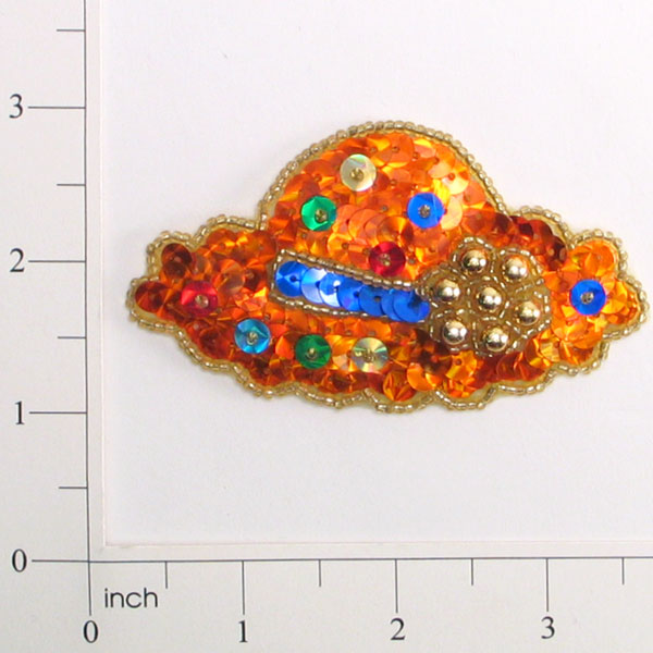 Beach Hat Sequin Applique/Patch - Multi Colors Sequin & Beaded Appliques