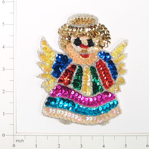 Joyful Angel Sequin Applique/Patch - Multi Colors Sequin & Beaded Appliques