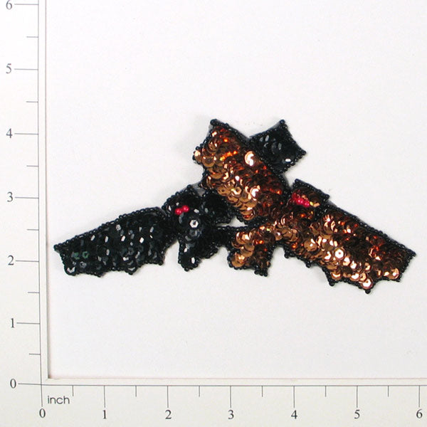 Teasing Bats Sequin Applique/Patch 5 3/4" x 2 1/2" - Multi Colors Sequin & Beaded Appliques