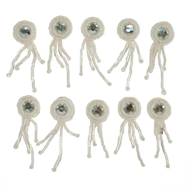 Fringed Medallion Sequin Applique Pack of 10 - Crystal Aurora Borealis Sequin & Beaded Appliques
