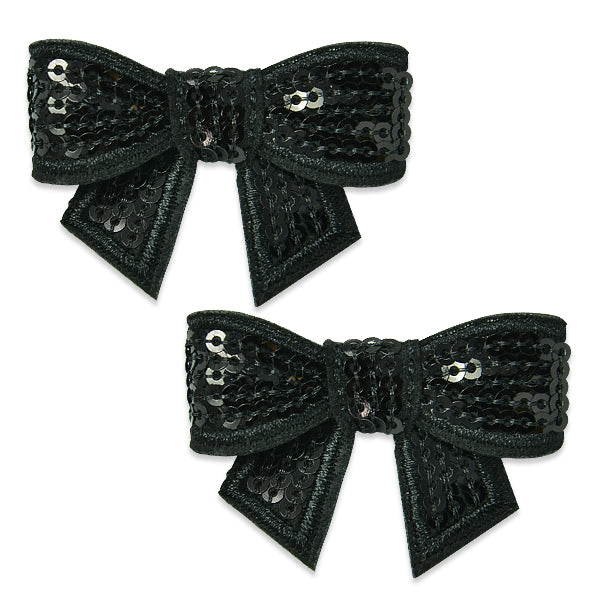 3-D Mini Bow Sequin Applique/Patch Pk/2 Black Accessories