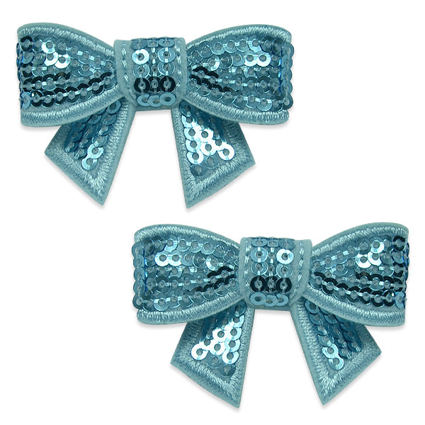 3-D Mini Bow Sequin Applique/Patch Pk/2 Blue Accessories