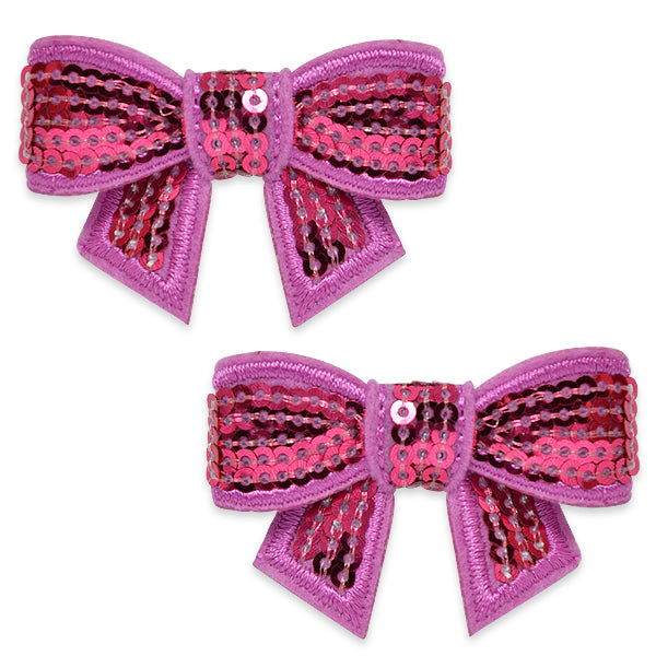 3-D Mini Bow Sequin Applique/Patch Pk/2 Fuchsia Accessories