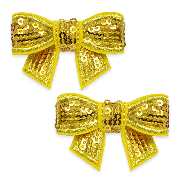3-D Mini Bow Sequin Applique/Patch Pk/2 Gold Accessories