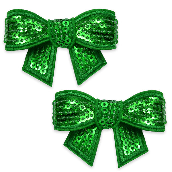 3-D Mini Bow Sequin Applique/Patch Pk/2 Green Accessories