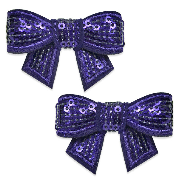 3-D Mini Bow Sequin Applique/Patch Pk/2 Purple Accessories