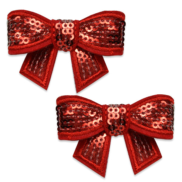 3-D Mini Bow Sequin Applique/Patch Pk/2 Red Accessories