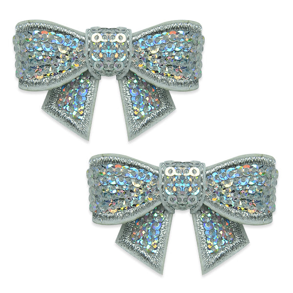 3-D Mini Bow Sequin Applique/Patch Pk/2 Silver Accessories
