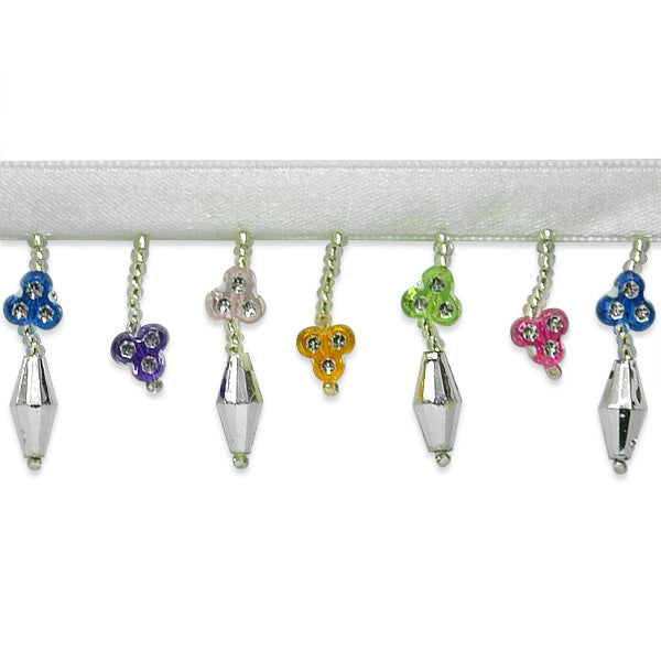 Faux Rhinestone Flower Fringe Trim Pack of 36" Multi Colors Trims & Fringes