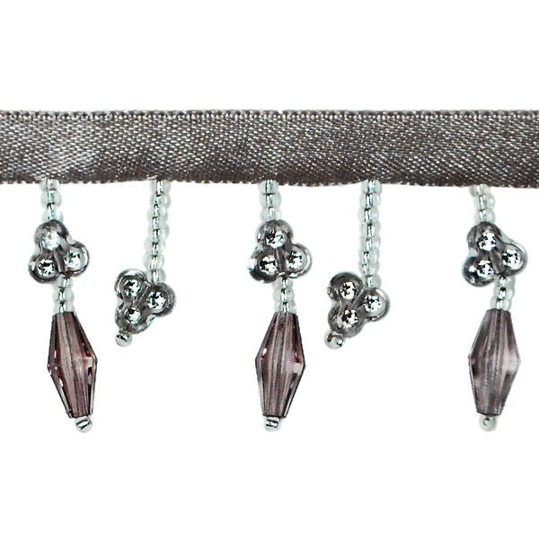 Faux Rhinestone Flower Fringe Trim Pack of 36" Gray Trims & Fringes