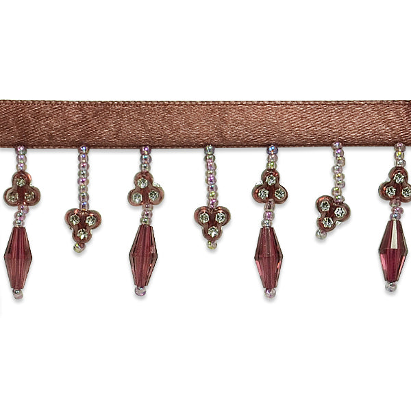 Faux Rhinestone Flower Fringe Trim Pack of 36" Purple Trims & Fringes