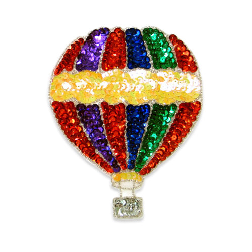 Beaded Sequin Hot Air Balloon Sequin Applique/Patch 6" x 4 3/4" - Multi Colors Sequin & Beaded Appliques