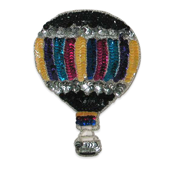 6 1/2" x 5" Hot Air Balloon Sequin Applique/Patch - Multi Colors Sequin & Beaded Appliques